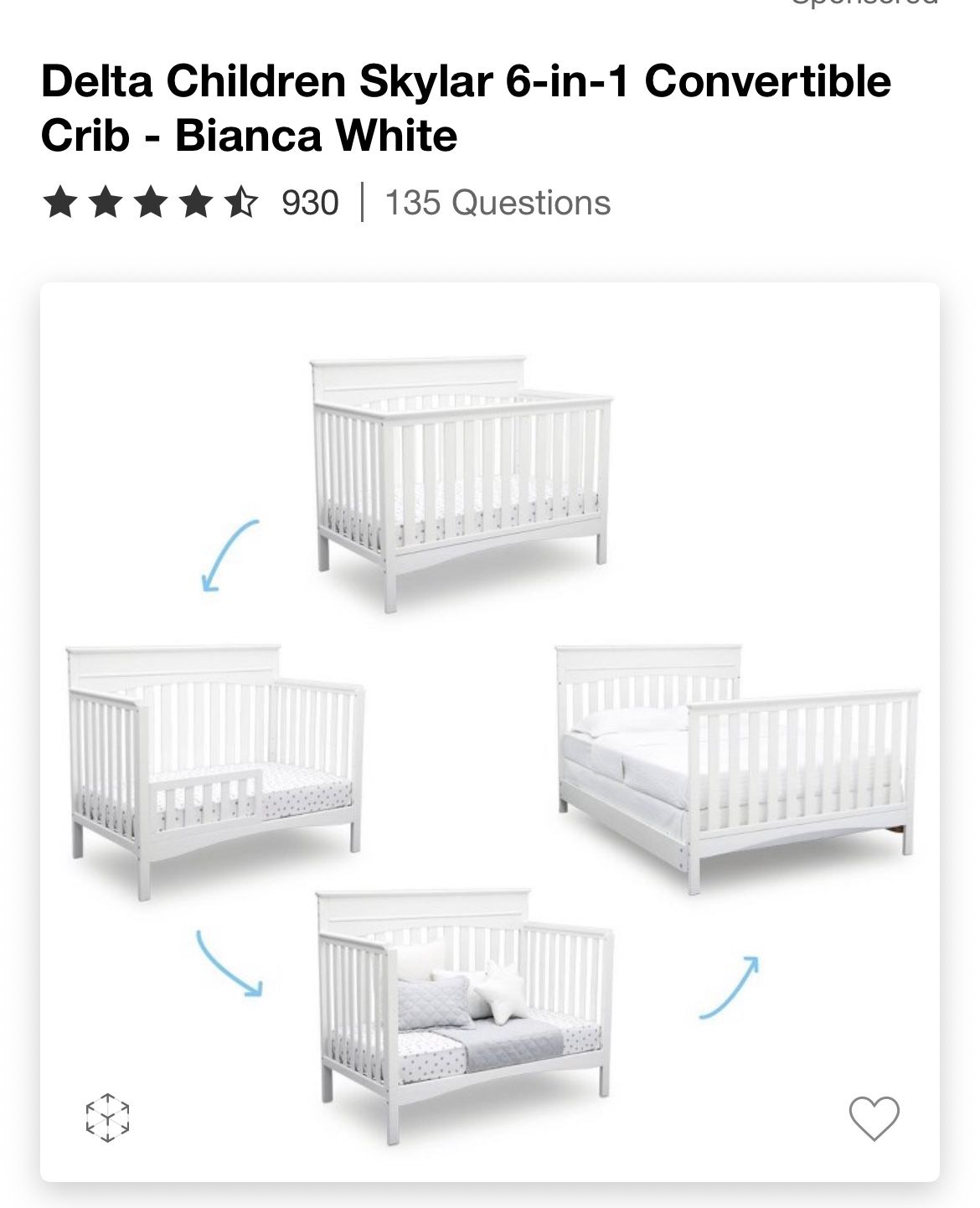 6-in-1 Convertible Crib - White