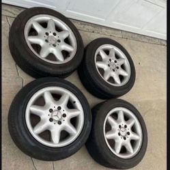 4 - 205/55r16 5x112 5x4.41 Stock Mercedes C280 C Class Vw Jetta Passat Golf Audi Jetta Wheels Rims Good 80% Treads Tires !!
