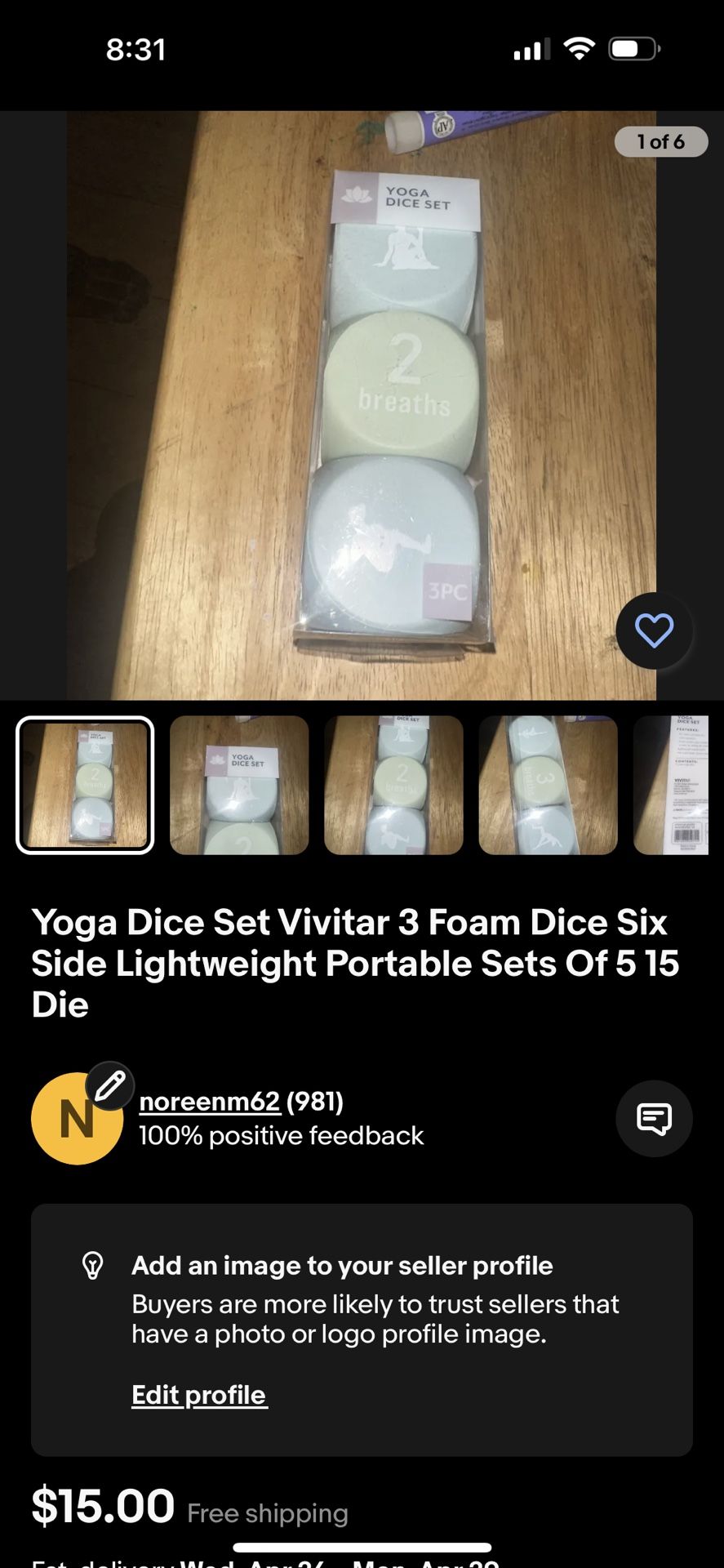 Yoga Cubes, Yoga Dice 5 Sets 15 Dice 5 Packages