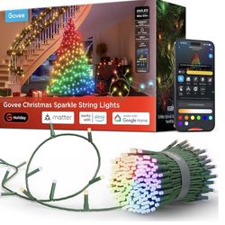 Govee Christmas Sparkle String Lights 66ft, RGBWIC String Lights with 250 Bullet-Head LEDs, App-Controlled, 140+ Scene Modes, 3D Shape Mapping, Works 