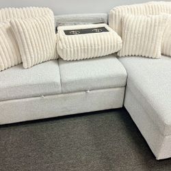 Amazing Offer Now😱Stunning Two Tone White & Grey Pull Out Sofa Sectional Available Crazy Deal $799