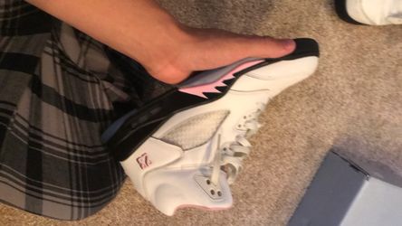 Air Jordan 5 White Pink Black Sneakers size 12