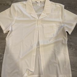 Men's Short-Sleeve Button-Up Shirt - White large