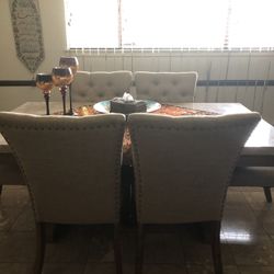MARBLE TABLE AND 6 CHAIRS SET