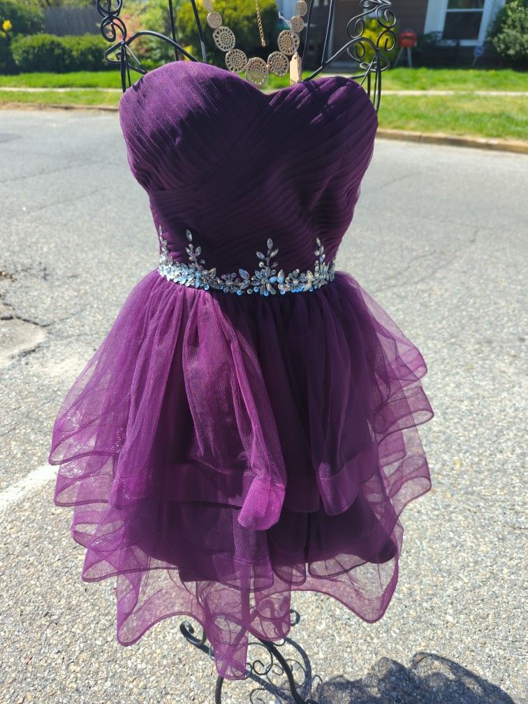 Purple Strapless Corset Knee Length Dress Size 2 & 8