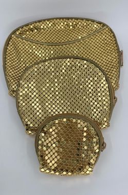 Gold Mesh bag, make up bag, coin purse, and if holder