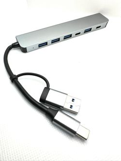 7 In 1 Hub Silver Aluminum