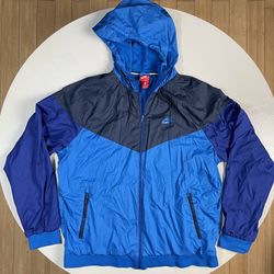 Nike Blue Windbreaker Hoodie Jacket Size Men XL