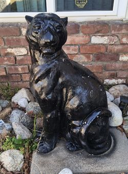 Vintage Large Black Panther Plaster Statue