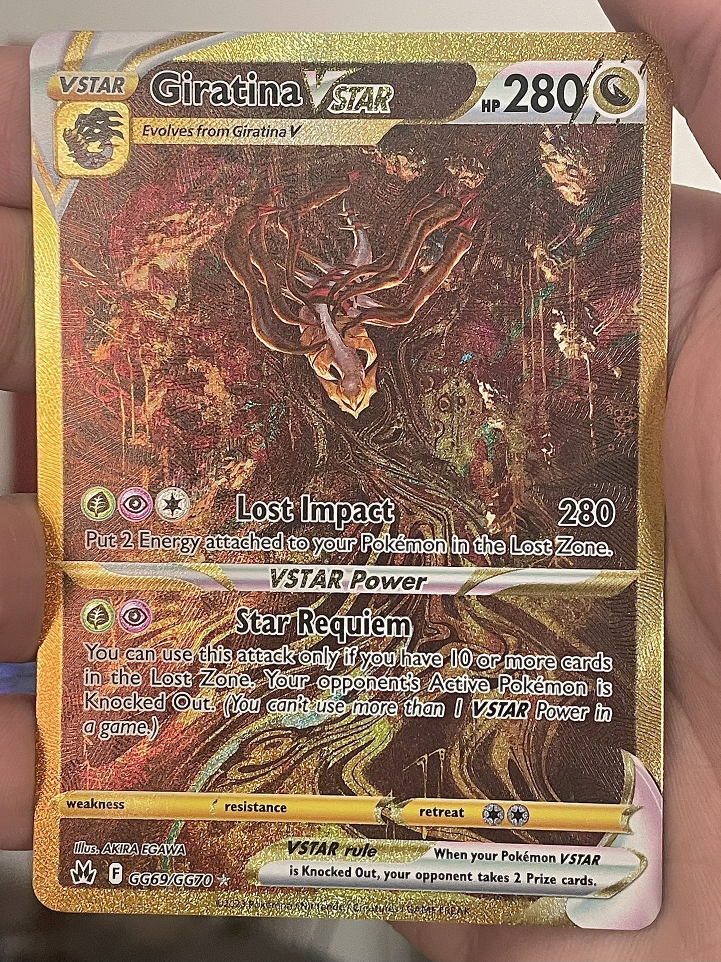 Pokémon Giratina VSTAR GG69/GG70 Gold Secret Holo Rare Crown Zenith