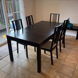 IKEA Extendable Dinning Table with 5 Chairs & 1 Bench