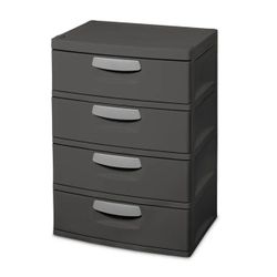Sterilite 4 Drawer Unit, Durable Plastic Construction, Frame and Drawers, Dk Gray 