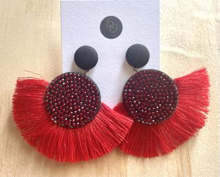 Red Big Earrings, Red Party Earrings.