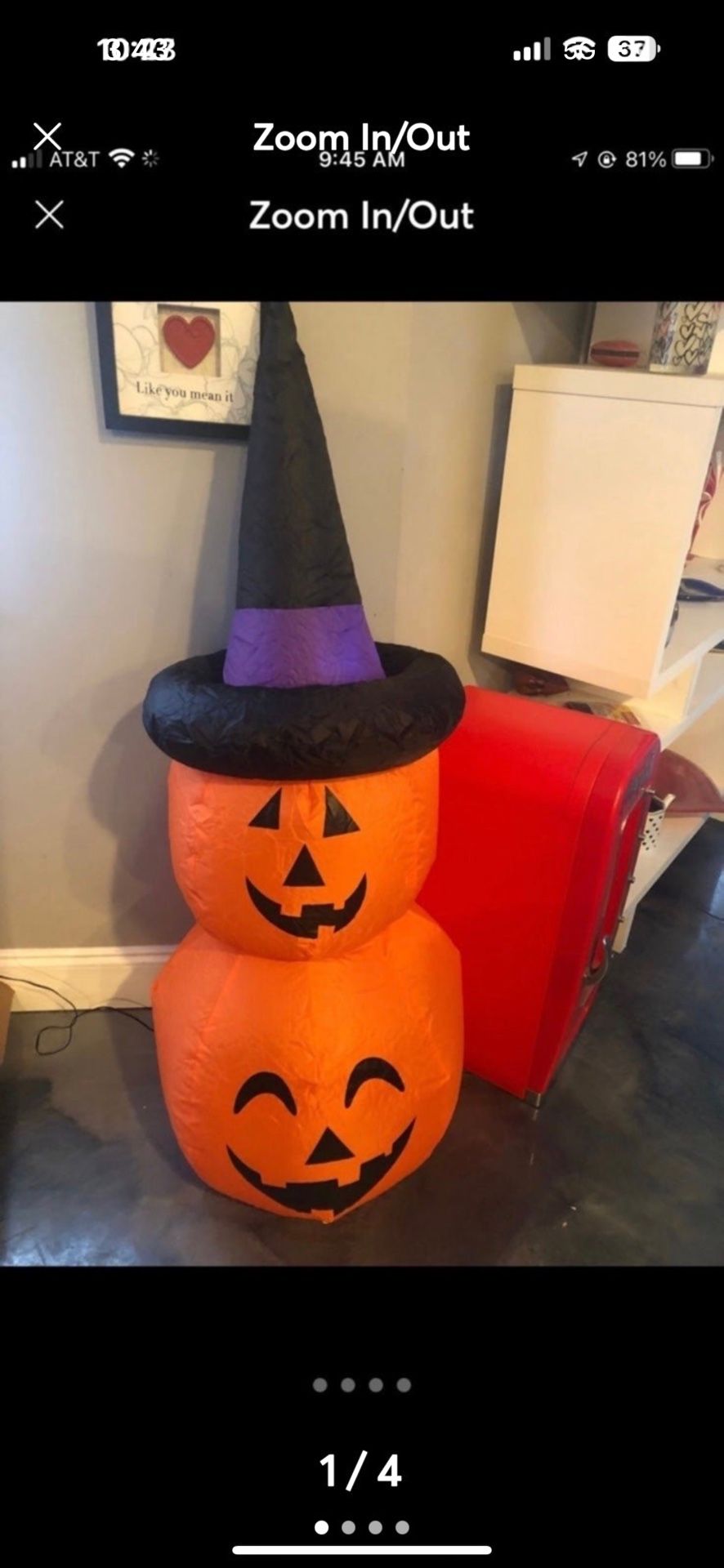 Huntington Home Halloween 4ft tall pumpkin inflatible 2015