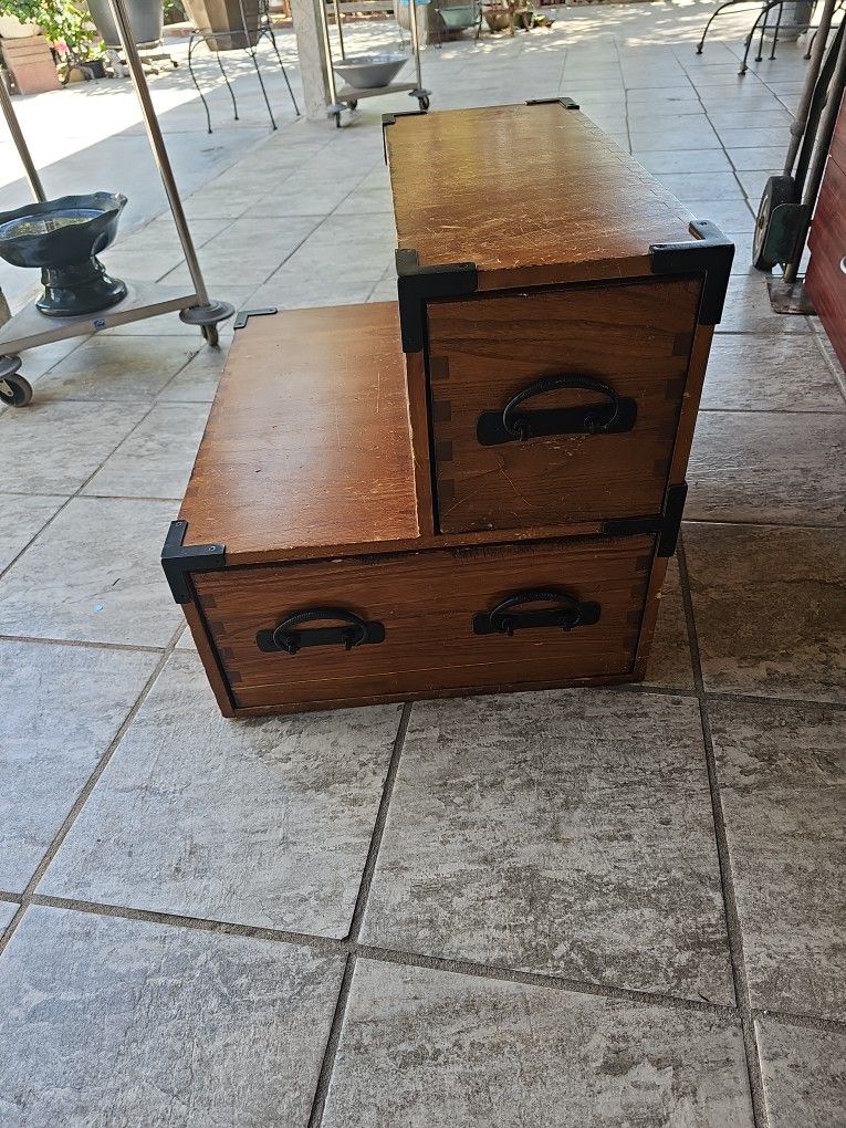 Vintage Old Wooden Chest W Drawers 24" X20"