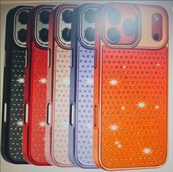 iPhone 14, 15, 16, 17 Pro Max/Air Case Diamond Metallic Design Edged Cover