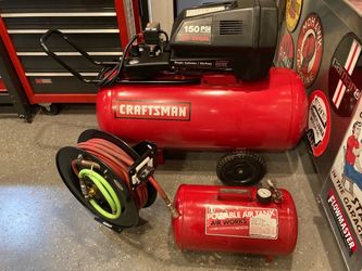 Air Compressor Craftsman Like New With Air Tank And New Hose/Reel