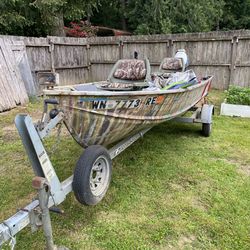 14 foot Comes With Outboard, 7.5. 4 Stroke and trailer 2500 OBO.