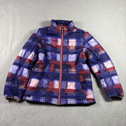 Gerry Kids Jacket Youth 10/12 Purple Puffer Jersey Lined Full Zip Winter Coat