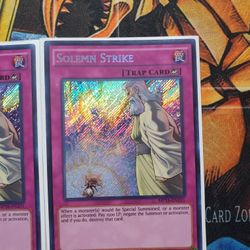 Yugioh 2 Cards Solemn Strike Secret Rare MP16 1stEd