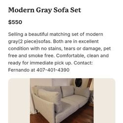 Gray Sofa Set