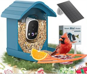 Smart Bird Feeder with Camera Solar Powered for Outdoors 2K FHD AI Recognition