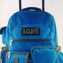 Rolling Backpack Wheeled Travel Bag Daypack School Bookbag with Wheels Multiple pockets Blue