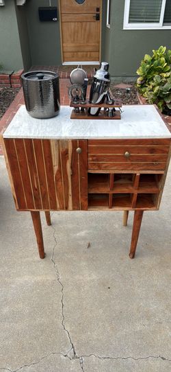 White Marble Bar Storage Cabinet