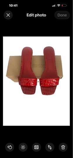 Steve Madden Trinity Crocodile Embossed Square Toe Kitten Heel Mules S-7