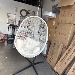 Sand All-Weather Rope Hanging Chair with Cloud Cushion & Stand $225