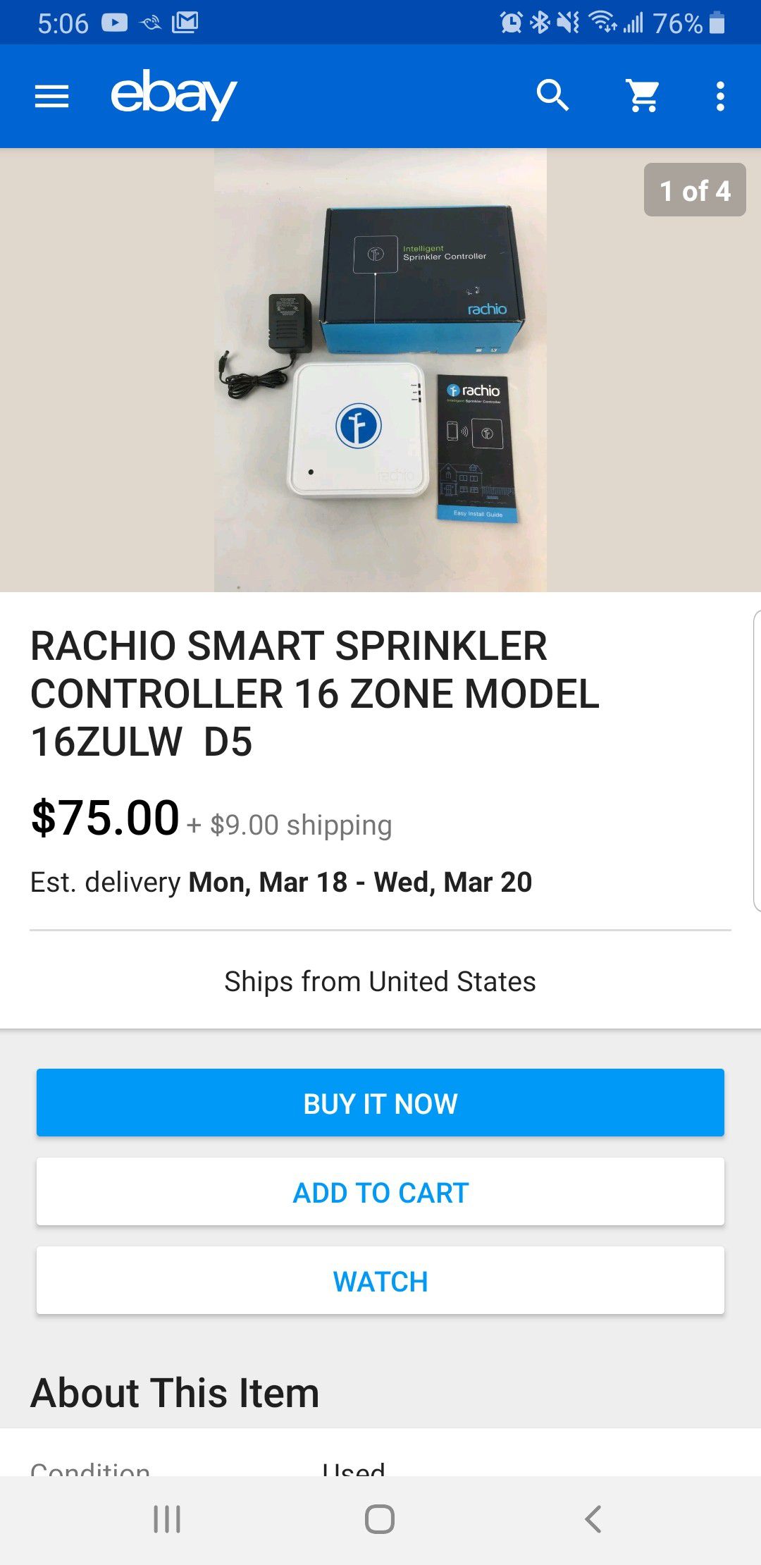 Rachio smart sprinkler controller 16 zone