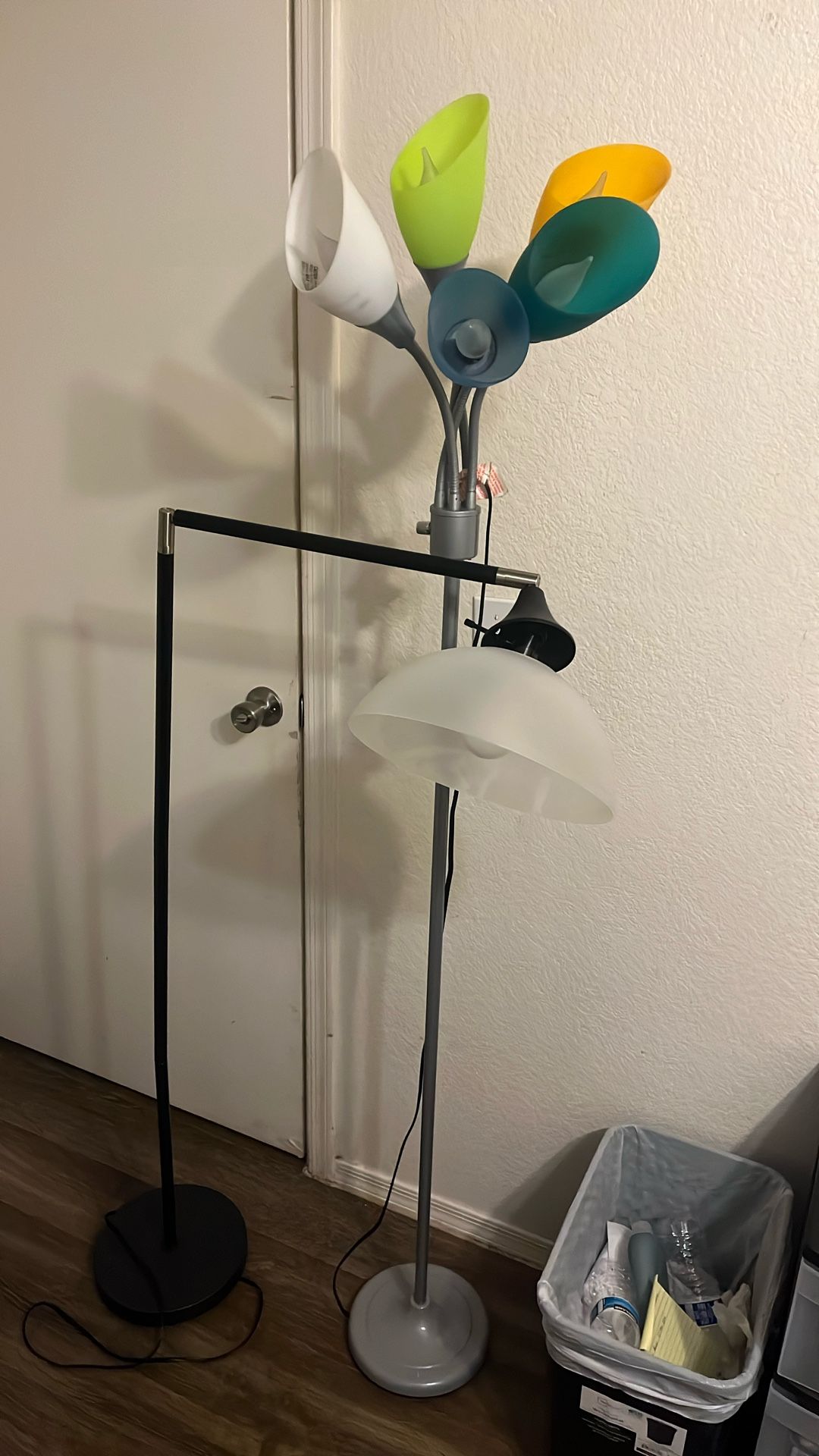 One Multicolored Lamp, One Adjustable Lamp