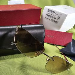 CARTIER PANTHER sunglasses, Model T(contact info removed), Brand new, Silver with Brown Lens