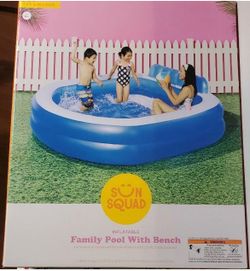 Sun Squad Inflatable Family Pool with Bench