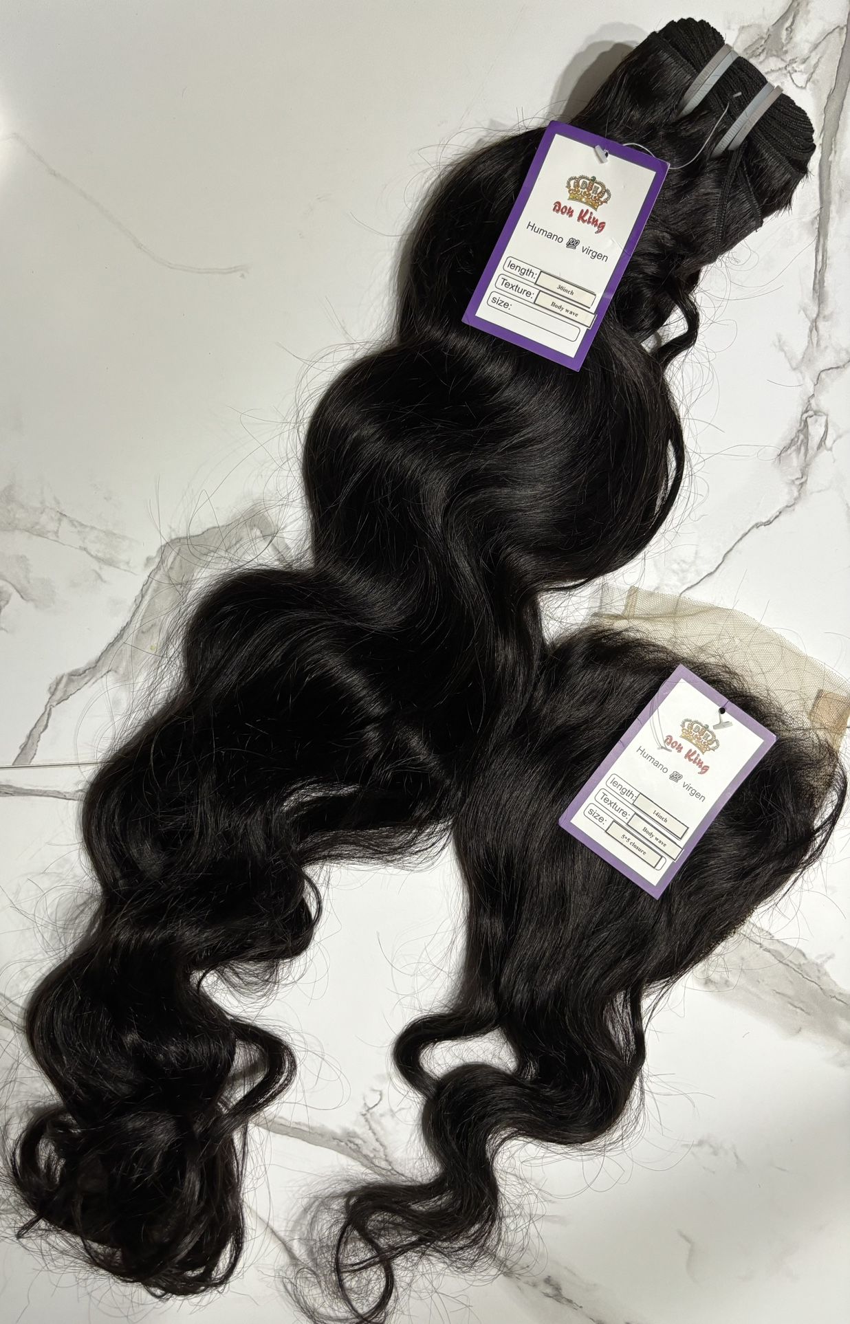 12A 30” Body wave Virgin human Hair + Free Closure