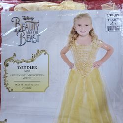 Belle beauty and the beast yellow dress halloween costume disney toddler 3-4
