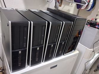 Selling these 5 Desktop Computers Windows 10.  Good condition. 

-  1  Hp desktop computer.
 Windows 10.   
AMD Athlon processor.   
64 bit operating 