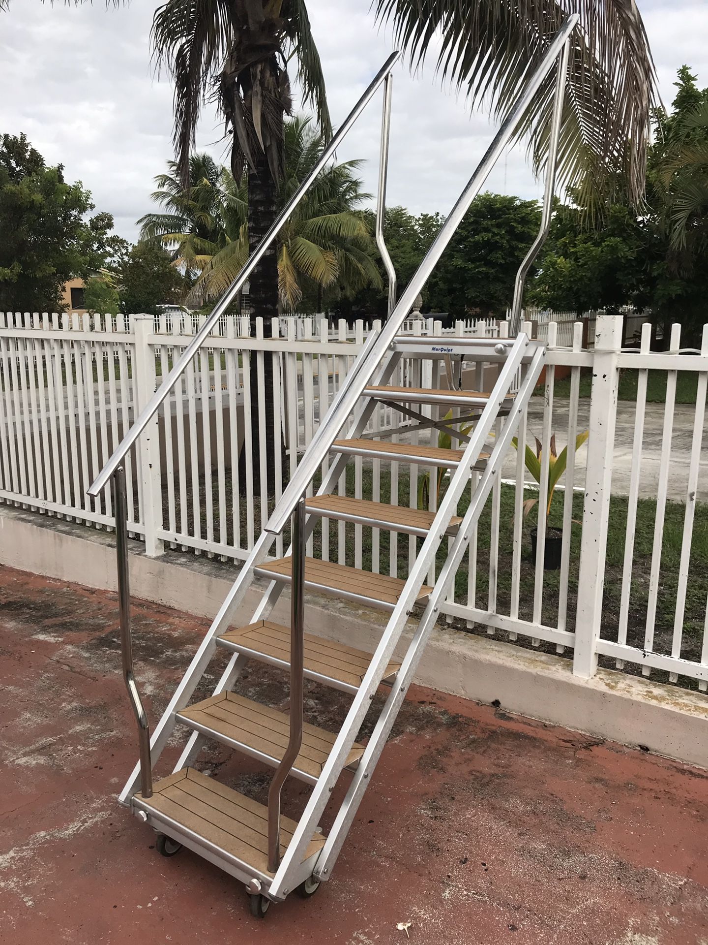 8 Step MarQuipt Ladder Sea Stairs Boarding Stairs with Hand Rails & Wheels , Yacht , Boat