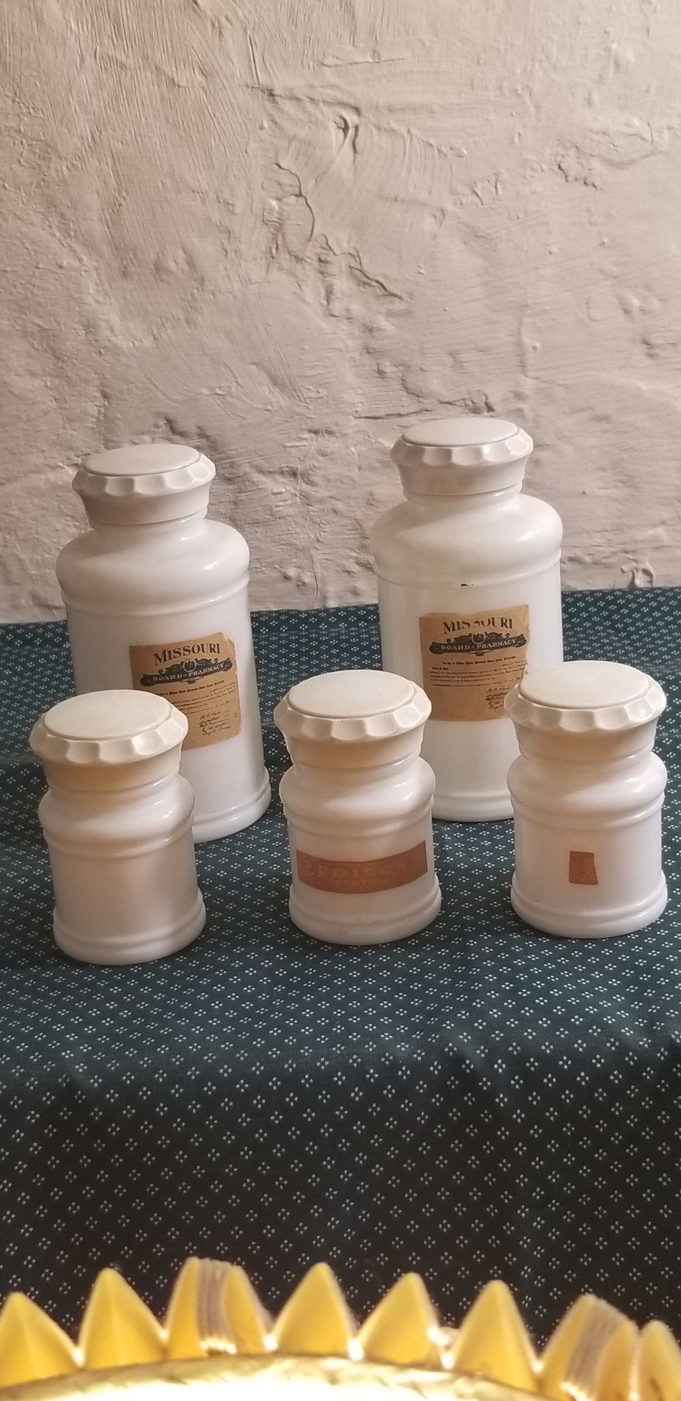 Vintage White Pharmacy Medicine Bottles Missouri Board Of Pharmacy