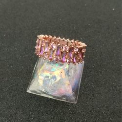 Bomb Party Styling Sparkle yellow rainbow topaz rose gold eternity band size 10 