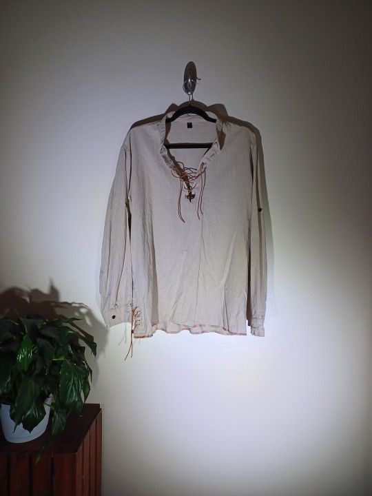 100% Cotton Beige Long Sleeve Shirt