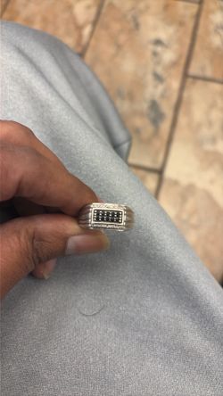 Men’s Sterling Silver Ring with Black Sapphires and Diamonds.