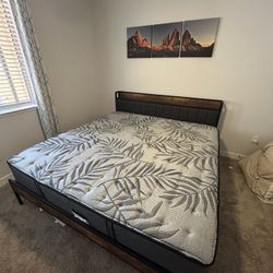KING BED FRAME + Mattress 