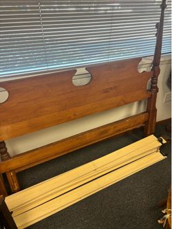 Vintage bed frame, rails and slats