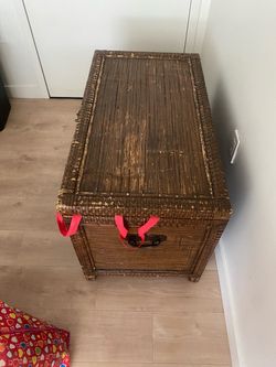 Vintage Bamboo Wicker Storage Trunk