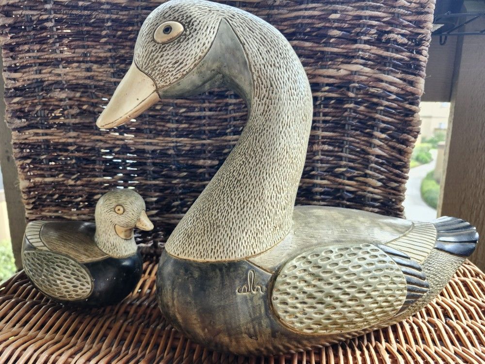 SYLVIA HOOD Vintage Duck Family 1960 1 12” Tall Small Duck 5” Tall