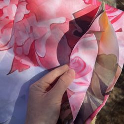 Pink and Ivory Roses And Peonies and Leaves Big Backdrop Polyester Banner 