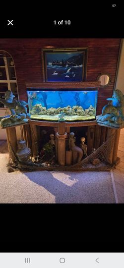 CUSTOM 80–90 GALLON SALTWATER BOWFRONT AQUARIUM SETUP – COMPLETE THEMED DISPLAY SYSTEM