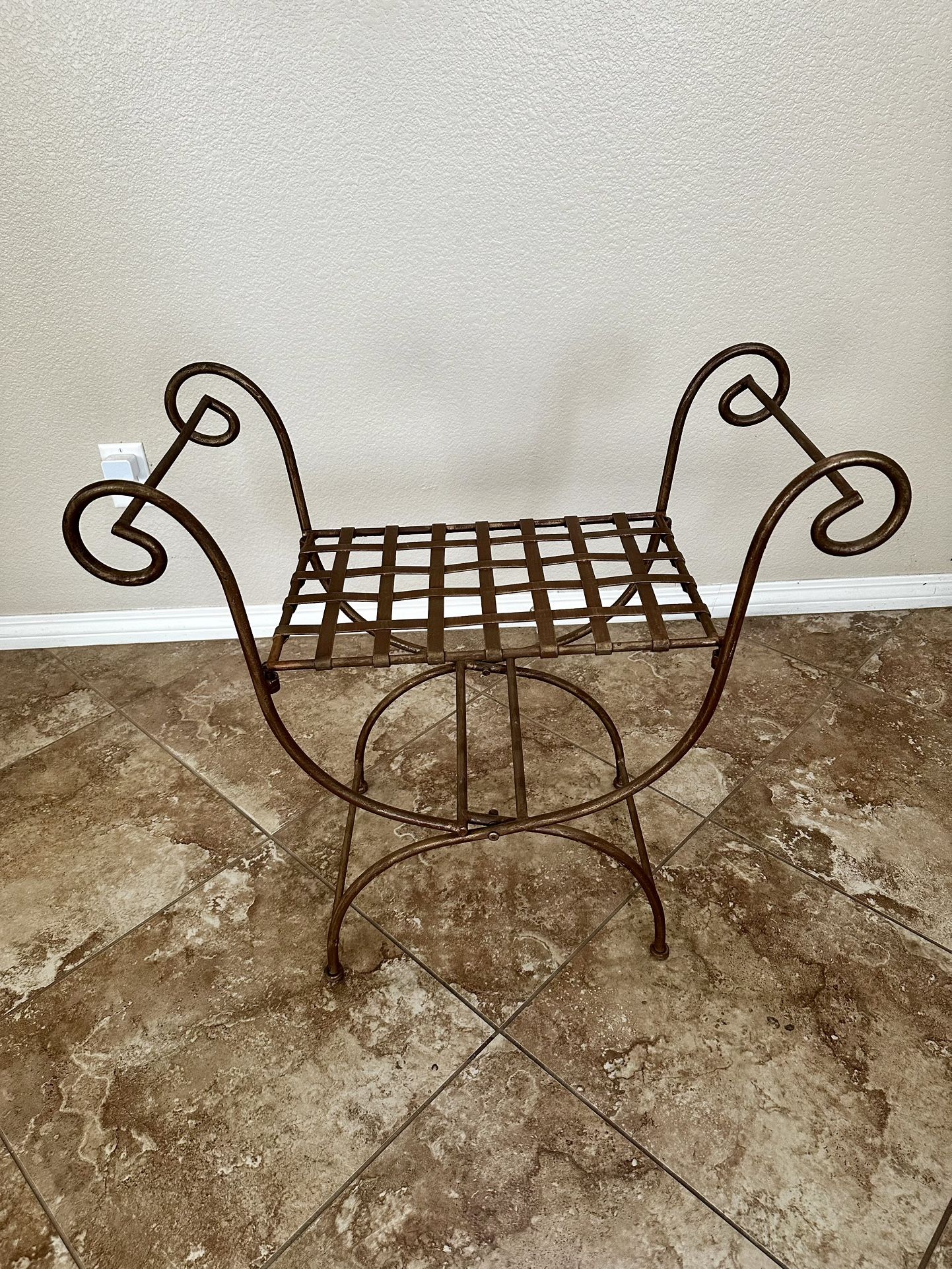Wrought Iron Gilt Bench/ Stool