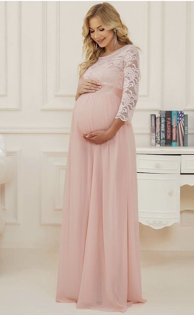 ever pretty maternity bridesmaid dresses Ever-Pretty High-Waisted Chiffon High Slit Budget Bridesmaid Dress with V-Neck and Elegant Ruffles